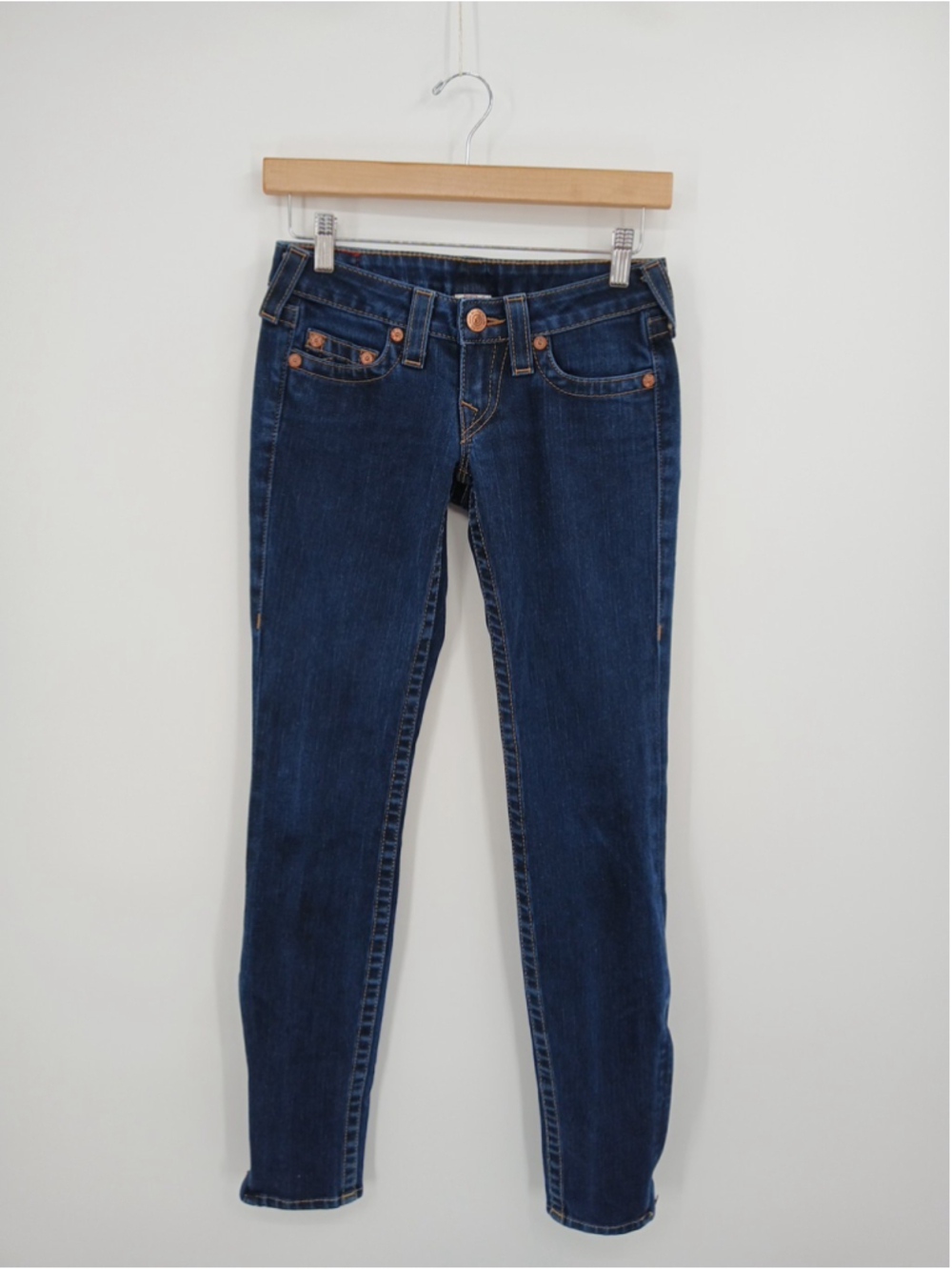 True Religion Womens Gwen Skinny Ankle Zip Jeans Size 24 Low Rise